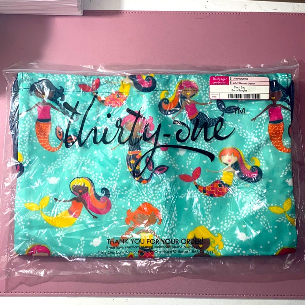 Thirty-One Mermaid Cinch Bag (Brand New)